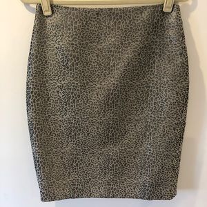 Ann Taylor Silver Leopard Print Skirt